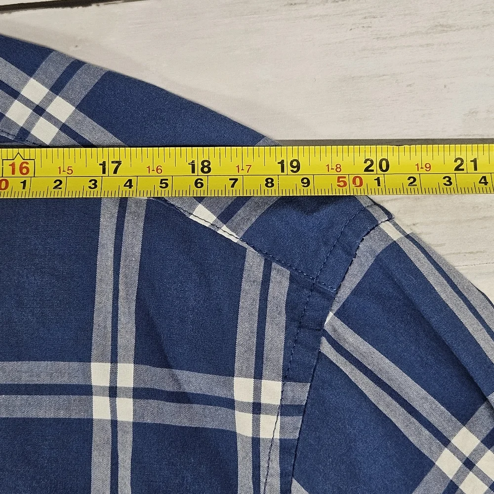 J.Crew Slim Fit Button Down Long Sleeve Shirt XL Blue Plaid Cotton Shirting